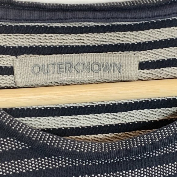 OUTERKNOWN Striped Textured Pocket T-Shirt Short Sleeve Organic Cotton Large - Picture 3 of 11